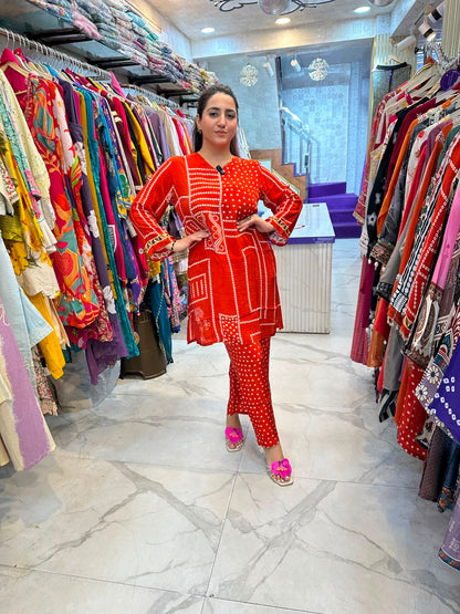 ‘TEJAS’ Elegant Suit With Printed Design On Back FS233