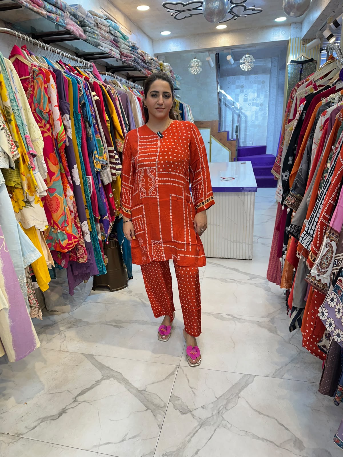 ‘TEJAS’ Elegant Suit With Printed Design On Back FS233