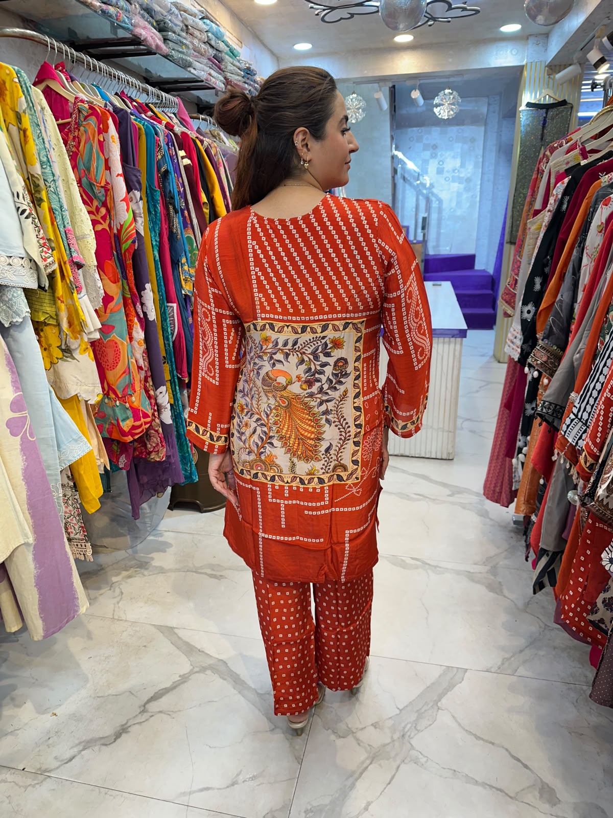 ‘TEJAS’ Elegant Suit With Printed Design On Back FS233