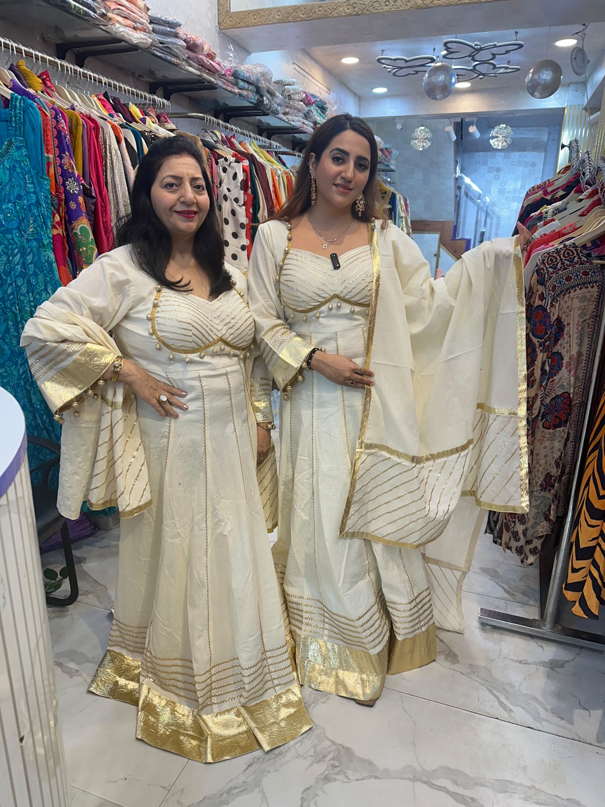 ‘SEHAR’ white Anarkali suit set FS252