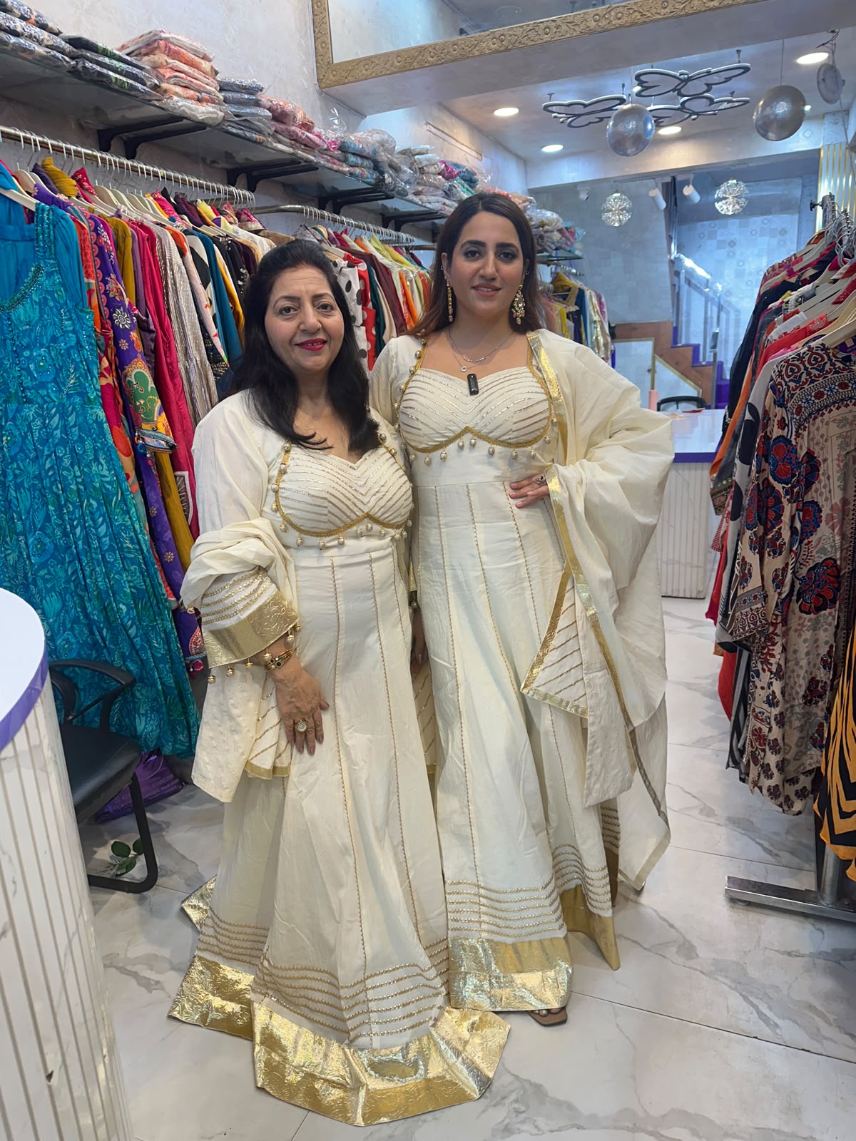 ‘SEHAR’ white Anarkali suit set FS252