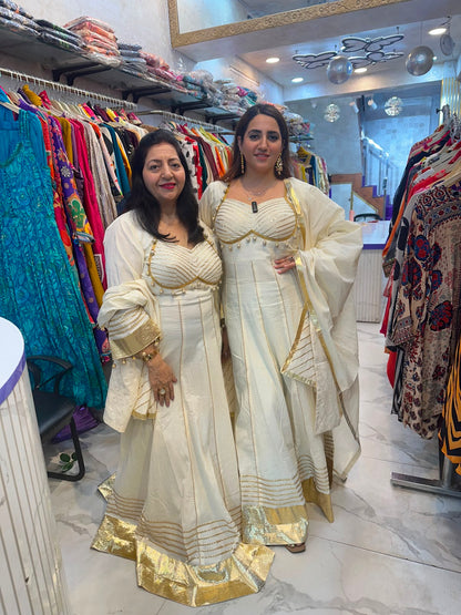 ‘SEHAR’ white Anarkali suit set FS252