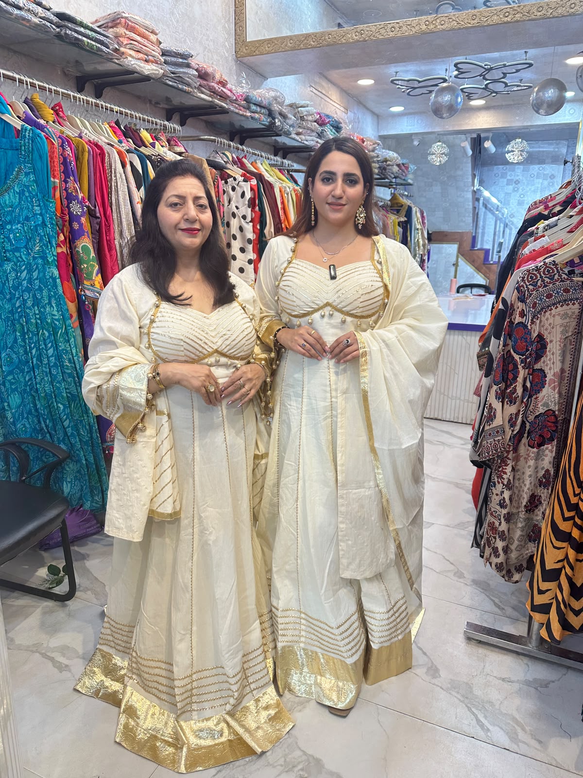 ‘SEHAR’ white Anarkali suit set FS252