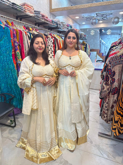 ‘SEHAR’ white Anarkali suit set FS252