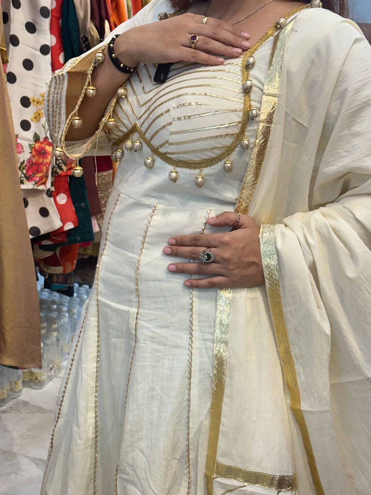 ‘SEHAR’ white Anarkali suit set FS252