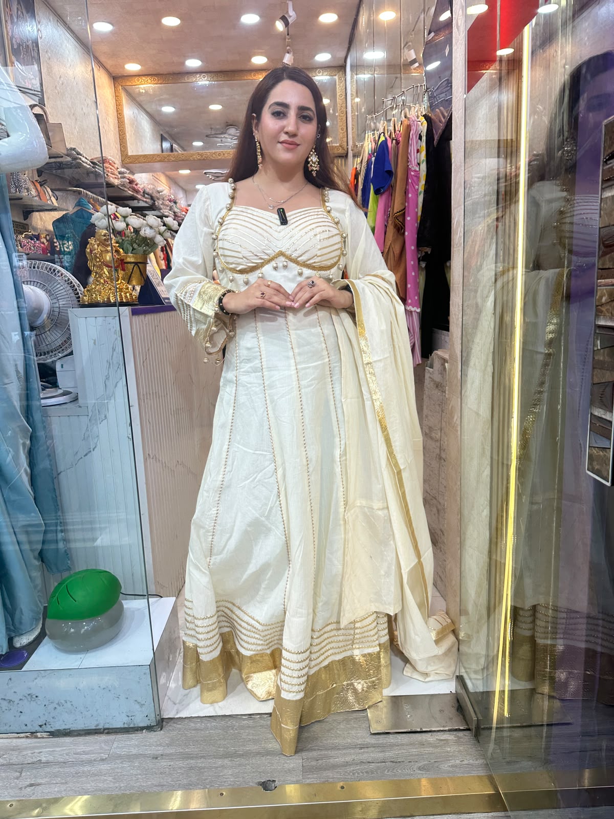 ‘SEHAR’ white Anarkali suit set FS252