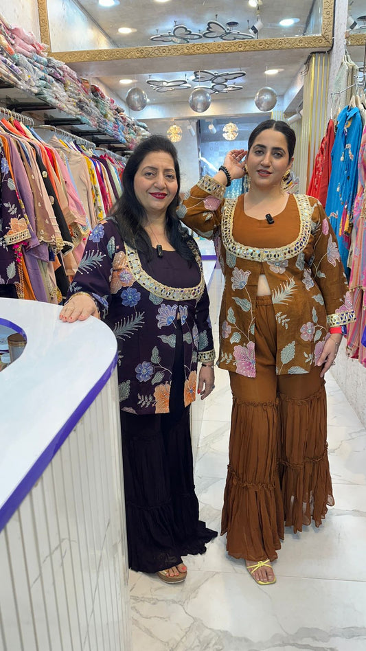 "RIWAAYAT" Beautiful Flower Work Sharara Set  FS41