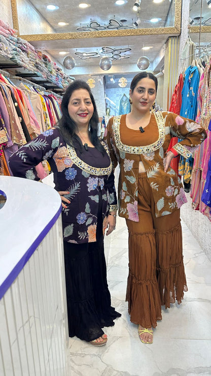 "RIWAAYAT" Beautiful Flower Work Sharara Set  FS41