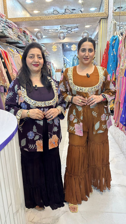 "RIWAAYAT" Beautiful Flower Work Sharara Set  FS41