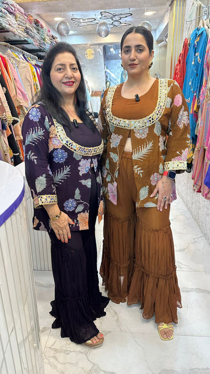 "RIWAAYAT" Beautiful Flower Work Sharara Set  FS41