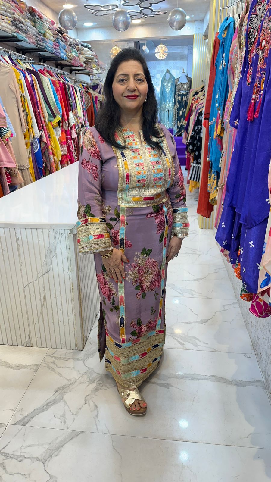 "RUTBA" Stylish Floral Kaftan Dress for an Elegant Look FS42