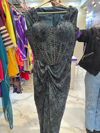 "MAHIRA" Elegant Party Wear Dress With Flower Work FS173