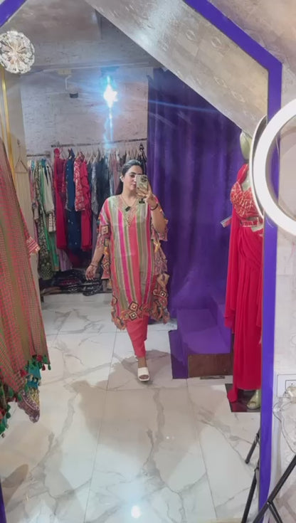 "ROSAVA" Elegant Indo-Western With Mirror Work FS85